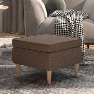 vidaXL Taburete Con Patas De Madera Tapizado Tela Gris Taup&eacute; Vidaxl