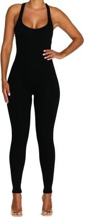 Naked Wardrobe Racerback Ribbed Jumpsuit in Black at Nordstrom Rack, Size Large