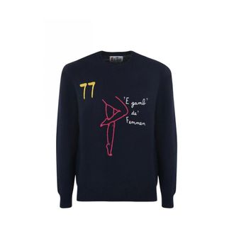 MC2 Saint Barth Round-neck Knitwear, male, Blue, Size: XL Stylish Sweatshirts and Hoodies Collection