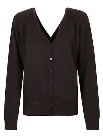 Lisa Yang Brown Jiani Fitted V-Neck Cardigan