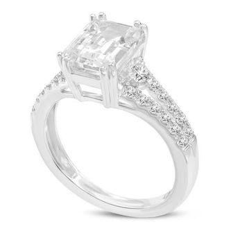 LuvMyJewelry Alia 14K Gold Emerald Cut Lab Grown Diamond Engagement Ring - 3.2 ct in 14K White Gold at Nordstrom, Size 7
