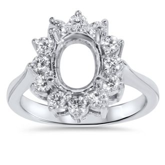 Pompeii3 5/8ct VVS 18K Oval Diamond Halo Ring Setting Semi Mount 6