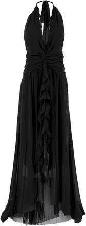 Blumarine Black Georgette Long Dress