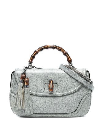 Gucci 2016-2025 Large Speckled Leather New Bamboo Top Handle Bag satchel - women - Calf Leather/Leather - One Size - Grey