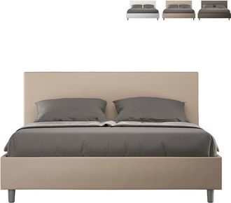 Itamoby Cama Matrimonio Contenedor 160x190 Moderno Polipiel Adele M Color: Beige - Versi&oacute;n: Modelo Est&aacute;ndar
