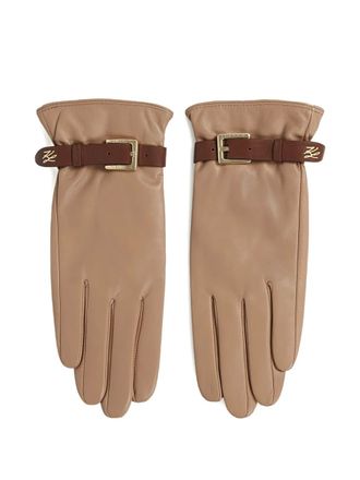 Karl Lagerfeld K/Autograph belt gloves - women - Goat Skin - S - Brown