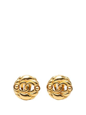 Chanel 1980-1990 Gold Plated CC Round Clip On Earrings costume earrings - Oro