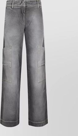 Off-white cargo style denim trousers pockets