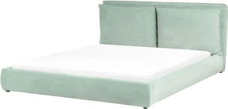 Beliani EU Super King Size Waterbed Mint Green Velvet 6ft Upholstered Cushion Back Bedroom Modern Style BAJONNA
