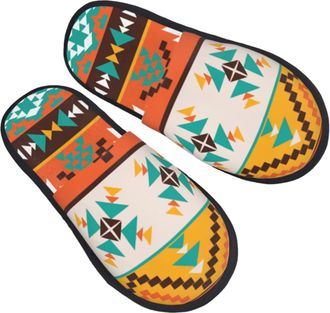 Generic Women Men Slippers Abstract Graphic Aztec House Slippers Plush Fleece Lined House Shoes Fluffy Bedroom Slipper For Spa Travel Party M