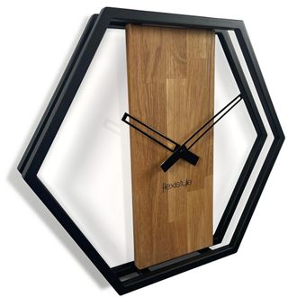 OEM Reloj De Pared De Madera Para Sal&oacute;n Loft Hexagon 50 Cm