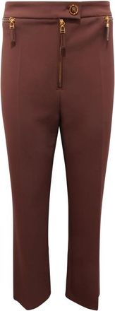 Elisabetta Franchi Double Crepe Broeken - Dames - Slim Fit Broeken - Bruin - 2XL - Leer - Broeken