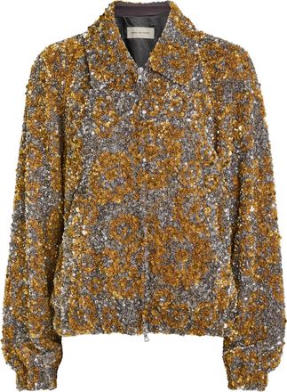 Dries Van Noten Vinnia Sequin-embellished Satin Jacket - Silver - S (UK8-10 / S)
