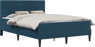 vidaXL Estructura De Cama Con Colch&oacute;n Azul 140 X 190 Cm Terciopelo Vidaxl