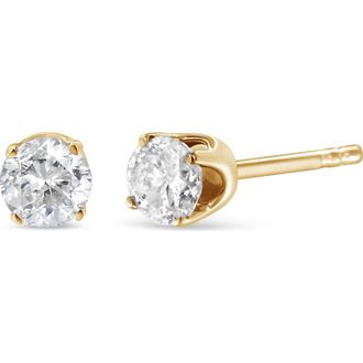 House of Brilliance 14K Yellow Gold 1/2 Cttw Round-Cut Diamond Solitaire Stud Earrings at Nordstrom