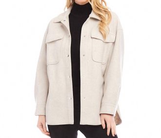 Karen Kane Shirt Jacket In Stone