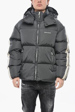 Palm Angels Nylon Puffer Jacket With Contrasting Side Stripes Palm Angels