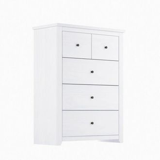 LPD Furniture Havana 3+2 Chest of Drawers - Pine/Metal - L39 x W90 x H120 cm - White/Pewter - Flat Pack