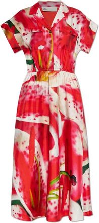 Tory Burch Gedrukte zijden twill overhemdjurk - Dames - Shirt Kleedjes - Rood - 2XS - Kleedjes