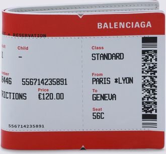 Balenciaga Red And White Leather Wallet