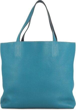 Herm&egrave;s Kara Bleu Saphir Taurillon Clemence Leather Tote Bag (Pre-Owned)