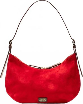 Frances Valentine Womens Starr Italian Suede Hobo Bag In Cherry Red