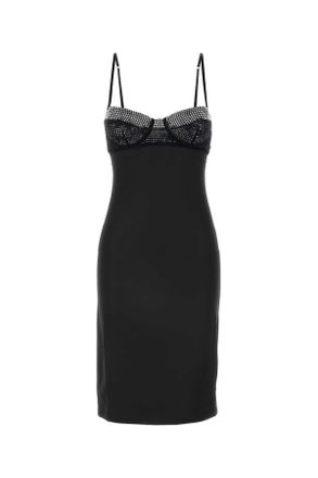 Os&eacute;ree Black Stretch Satin Dress