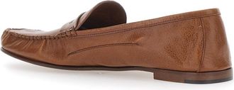 Versace Mens Loafers Leafer Medusa Brown Leather Goat
