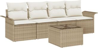 vidaXL Garden Sofa Set 5 pcs Beige Poly rattan Vidaxl