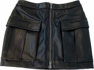 Vintage Havana Womens Leather Zip Front Skirt In Black