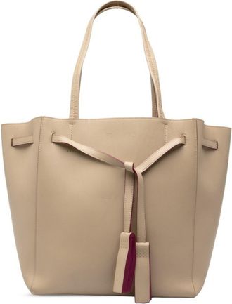Celine Beige Purple Leather Shoulder Bag Tote Bag (Pre-Owned)