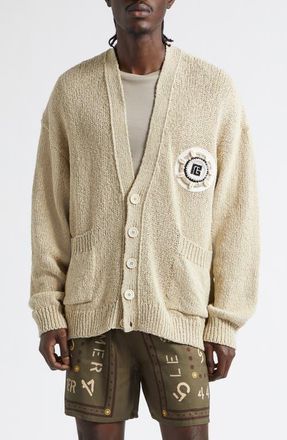 Balmain Light Cotton Blend Cardigan in Beige at Nordstrom, Size Xx-Large