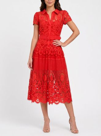 Rachel Roy Jolene Collared Lace Midi Dress at Nordstrom, Size 12