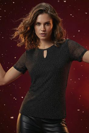 Roman Embellished Keyhole Stretch Top