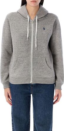 Ralph Lauren Grey Pony-embroidered zip-up hoodie