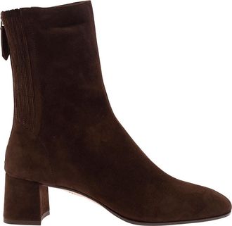 Aquazzura saint Honorè Brown Bootie With Block Heel In Suede Woman