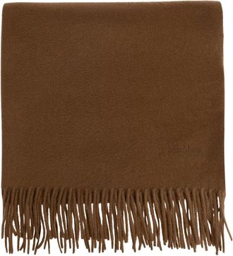 Max Mara Accessoires, Dames, Bruin, ONE Size, Kasjmier, Cashmere stole met logo