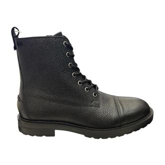 Tommy Hilfiger Stivale stringato in pelle martellata - - Shoes - Uomo - Nero - 41 EU