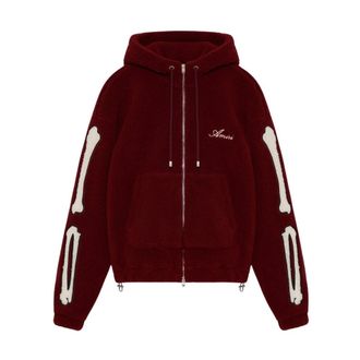 Amiri Zip-throughs, male, Red, Size: S Bones Fleece Zip Hoodie