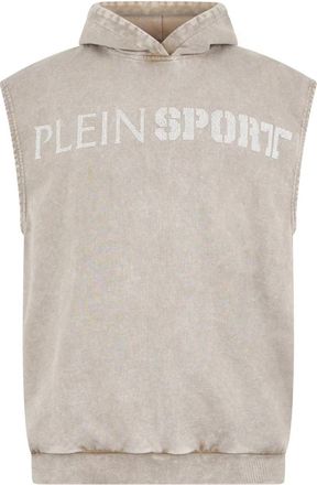 Plein Sport Hoodie Vest Crackle Scratch - Heren - Bodywarmers - Beige - M - Polyester - Fitness