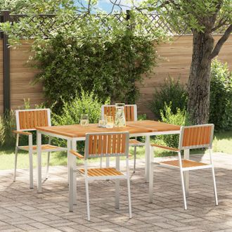 Berkfield Home 5 Piece Garden Dining Set Solid Wood Teak in Brown