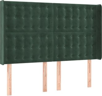 vidaXL Cabecero Con Orejas De Terciopelo Verde Oscuro 147x16x118/128cm Vidaxl