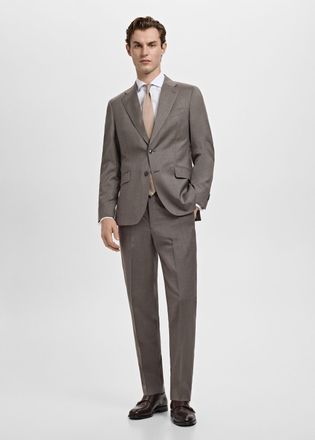 Mango Giacca completo Venecia 100% lana vergine marrone medio - Uomo - 46 - MANGO MAN