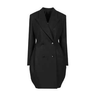 Alaia Double-Breasted Rounded Coat - female - Ala&iuml;a - Double-Breasted Coats - Black - XS - Coats