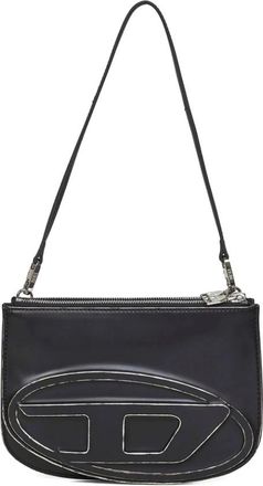 Diesel Zwarte Dubbele Rits Schoudertas - Dames - Schoudertassen - Zwart - ONE Size - Polyester - Tassen