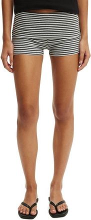 Cotton On Womens Hallie Foldover Micro Short in Madi Stripe Grey Marle at Nordstrom, Size Xxx-Small