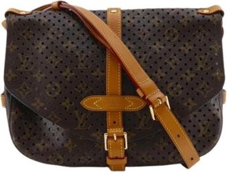 Louis Vuitton Pre-owned Saumur PM Monogram Perfo Schoudertas - Dames - Vintage Schoudertas - Bruin - ONE Size - Leer - Vintage