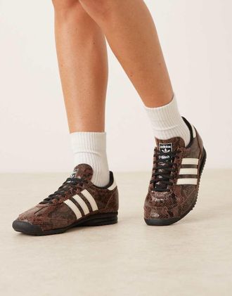 adidas Originals SL 72 OG - Sneakers marroni e crema con motivo pitonato-Marrone