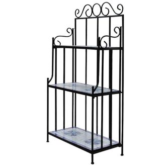 vidaXL Plant Stand Display Blue White Mosaic Pattern, 41132