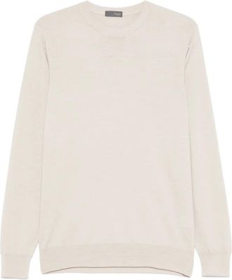Drumohr Truien Beige - Heren - Ronde hals truien - Beige - M - Wol - Truien & Vesten
